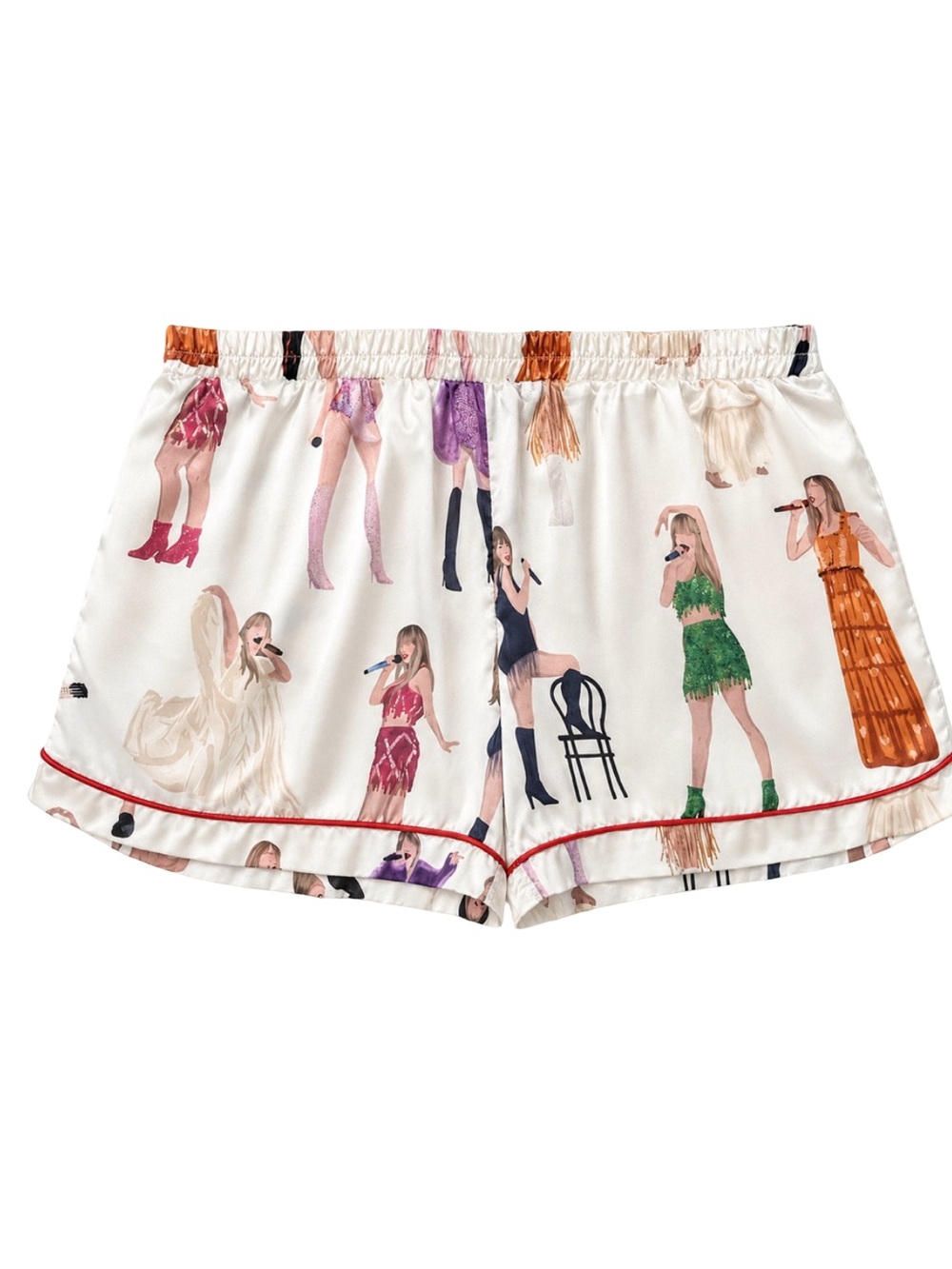Sheshow Taylor Swift Pajamas Shorts Size L White Satin Eras Tour Loungewear EUC